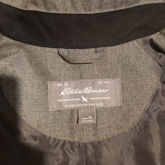 Eddie Bauer Women's Gray Waterproof Hooded Trench Coat XL - Picture 2 of 15